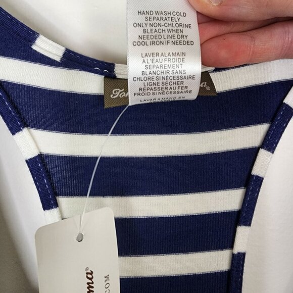 NWT Tommy Bahama Breton Stripe Racerback Maxi Dress Coverup Navy White Small - Picture 9 of 12